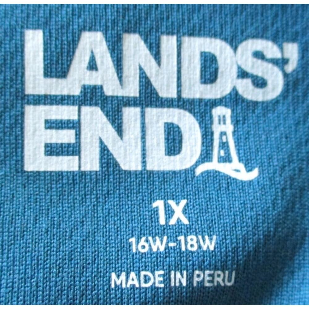 Lands End Women's Plus Short Sleeve Blue Green Stretch Polo Shirt Size 1X - Picture 8 of 10
